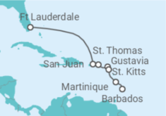 Reiseroute der Kreuzfahrt  Puerto Rico, Amerikanische Jungferninseln, Guadeloupe - Silversea