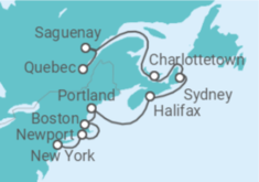 Reiseroute der Kreuzfahrt  Kanada - Silversea