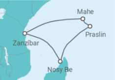 Reiseroute der Kreuzfahrt  Madagaskar - Silversea