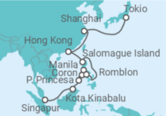 Reiseroute der Kreuzfahrt  Von Singapur nach Tokio (Japan) - Silversea