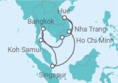 Reiseroute der Kreuzfahrt  Singapur, Thailand, Vietnam - Silversea