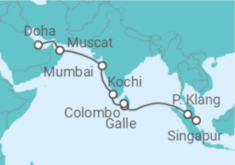 Reiseroute der Kreuzfahrt  Sri Lanka, Indien, Oman - Silversea