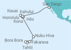 Reiseroute der Kreuzfahrt  Französisch-polynesien, USA - Silversea