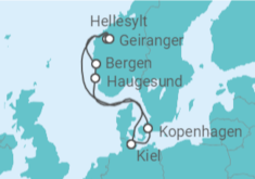 Reiseroute der Kreuzfahrt  Dänemark, Norwegen - Costa Kreuzfahrten