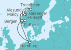 Reiseroute der Kreuzfahrt  Norwegens Fjorde ab Hamburg 2 - AIDA