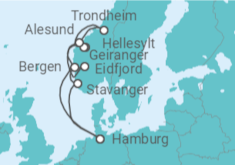 Reiseroute der Kreuzfahrt  Norwegens Fjorde ab Hamburg 2 - AIDA