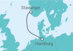 Reiseroute der Kreuzfahrt  Kurzreise nach Stavanger - AIDA