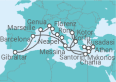 Reiseroute der Kreuzfahrt  The Best of the Mediterranean - Princess Cruises