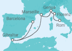 Reiseroute der Kreuzfahrt  Mediterranean with France & Italy - Princess Cruises