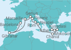 Reiseroute der Kreuzfahrt  Mediterranean with Greek Isles, France & Turkey - Princess Cruises