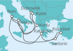 Reiseroute der Kreuzfahrt  Mediterranean, Aegean & Adriatic - Princess Cruises