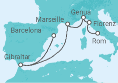 Reiseroute der Kreuzfahrt  Mediterranean with France & Italy - Princess Cruises