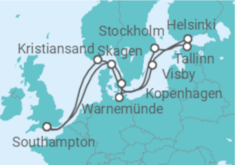 Reiseroute der Kreuzfahrt  Norway, Denmark & Sweden - Princess Cruises