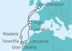 Reiseroute der Kreuzfahrt  Canary Islands - Princess Cruises