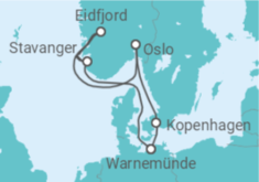 Reiseroute der Kreuzfahrt  Dänemark, Deutschland, Norwegen Alles Inklusive - MSC Cruises