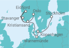 Reiseroute der Kreuzfahrt  Dänemark, Deutschland, Norwegen Alles Inklusive - MSC Cruises