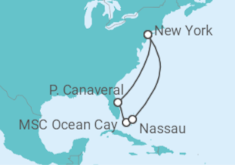 Reiseroute der Kreuzfahrt  Florida und Bahamas Alles Inklusive - MSC Cruises