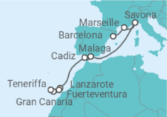 Reiseroute der Kreuzfahrt  Kanaren Alles Inklusive - Costa Kreuzfahrten