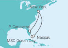 Reiseroute der Kreuzfahrt  USA, Bahamas Alles Inklusive - MSC Cruises