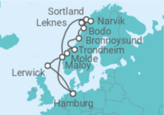 Reiseroute der Kreuzfahrt  Norwegen mit Lofoten & Vesterålen ab Hamburg - AIDA