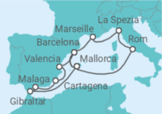 Reiseroute der Kreuzfahrt  Große Mittelmeer-Reise ab Mallorca - AIDA