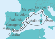 Reiseroute der Kreuzfahrt  Große Mittelmeer-Reise ab Mallorca - AIDA