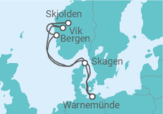 Reiseroute der Kreuzfahrt  Norwegen - AIDA