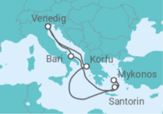 Reiseroute der Kreuzfahrt  Italien, Griechenland - Costa Kreuzfahrten