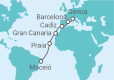 Reiseroute der Kreuzfahrt  Spanien, Kapverden - Costa Kreuzfahrten