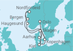 Reiseroute der Kreuzfahrt  Große Skandinavien-Reise ab Kiel - AIDA