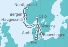 Reiseroute der Kreuzfahrt  Große Skandinavien-Reise ab Kiel - AIDA