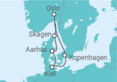 Reiseroute der Kreuzfahrt  Skandinavische Highlights ab Kiel - AIDA