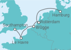 Reiseroute der Kreuzfahrt  Niederlande, Belgien, Frankreich - MSC Cruises