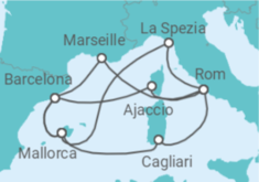 Reiseroute der Kreuzfahrt  Große Mittelmeer-Reise ab Mallorca 1 - AIDA