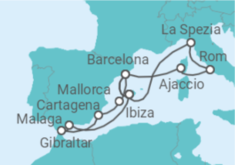 Reiseroute der Kreuzfahrt  Große Mittelmeer-Reise ab Mallorca 2 - AIDA