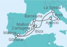 Reiseroute der Kreuzfahrt  Große Mittelmeer-Reise ab Mallorca 2 - AIDA