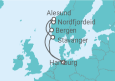 Reiseroute der Kreuzfahrt  Norwegen ab Hamburg - AIDA