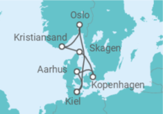 Reiseroute der Kreuzfahrt  Skandinavische Highlights ab Kiel - AIDA