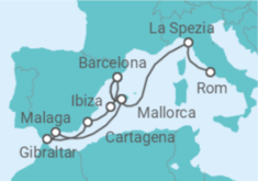 Reiseroute der Kreuzfahrt  Spanien, Italien & Gibraltar ab Barcelona - AIDA