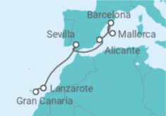 Reiseroute der Kreuzfahrt  Von Gran Canaria nach Mallorca 1 - AIDA