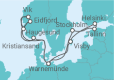 Reiseroute der Kreuzfahrt  Highlights der Nord- und Ostseeküste 2 - AIDA