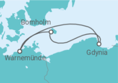 Reiseroute der Kreuzfahrt  Kurzreise nach Danzig & Bornholm ab Warnemünde - AIDA