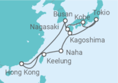 Reiseroute der Kreuzfahrt  Taiwan, Japan, Südkorea - Costa Kreuzfahrten