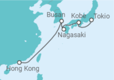 Reiseroute der Kreuzfahrt  Japan, Südkorea - Costa Kreuzfahrten