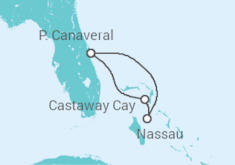 Reiseroute der Kreuzfahrt  Bahamas - Disney Cruise Line