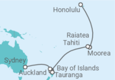 Reiseroute der Kreuzfahrt  Französisch-polynesien, Neuseeland - Celebrity Cruises