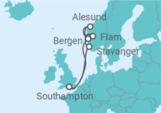 Reiseroute der Kreuzfahrt  Norwegen - Royal Caribbean