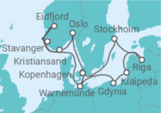 Reiseroute der Kreuzfahrt  Norwegen, Dänemark, Deutschland, Polen, Litauen, Lettland, Schweden Alles Inklusive - MSC Cruises