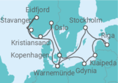 Reiseroute der Kreuzfahrt  Norwegen & Ostsee - MSC Cruises