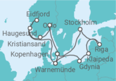 Reiseroute der Kreuzfahrt  Polen, Litauen, Lettland, Schweden, Dänemark, Deutschland, Norwegen - MSC Cruises